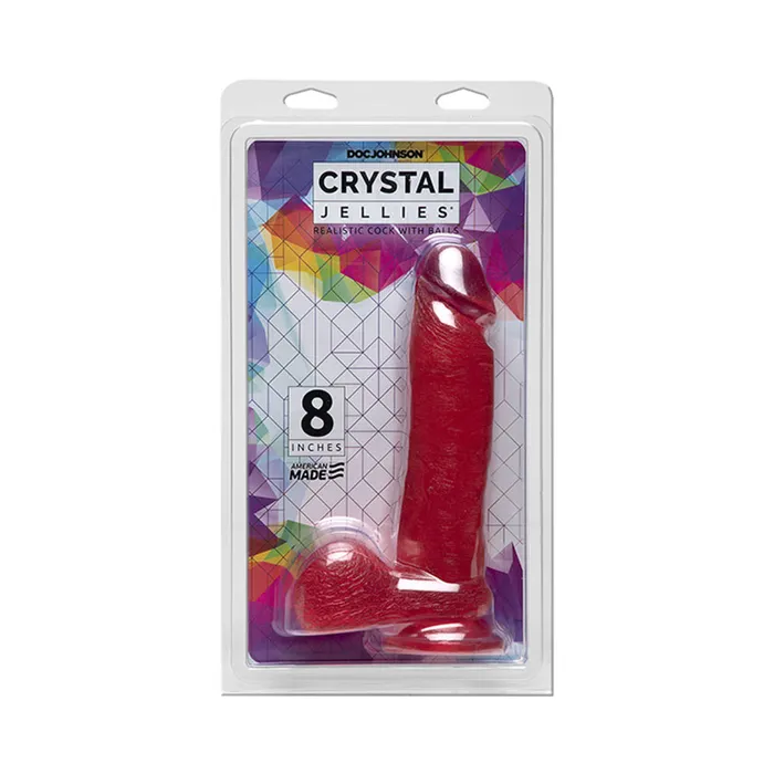 Crystal Jellies 8in Realistic Cock Wballs Pink Fairvillacom Dildos