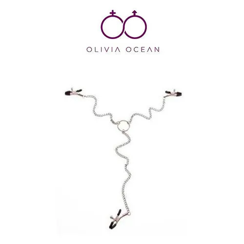 Olivia Ocean Couples Nipple Clamps Triple Clips Metal Chain Adjustable Braces Bondage Sex Toy